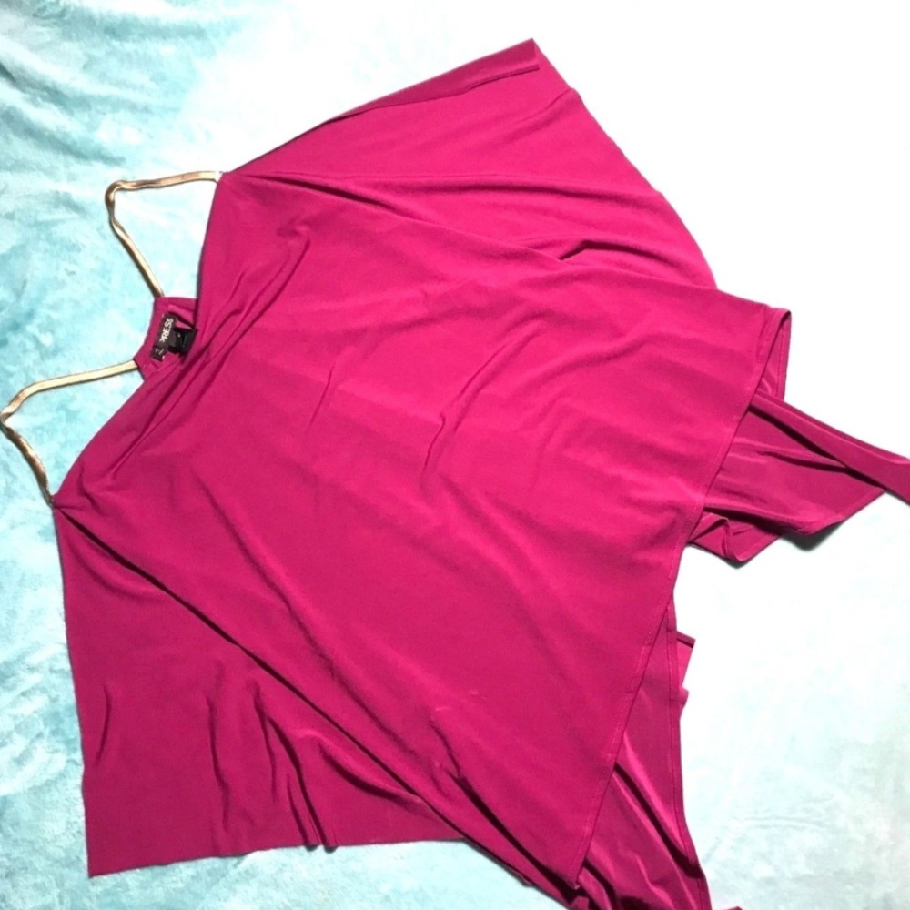 Batwing Top Pink with Gold Chain